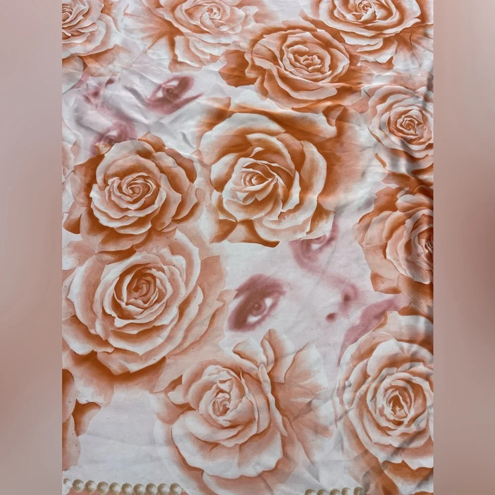 Vintage Codello silk scarf peach roses print floral